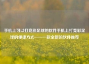 手机上可以打竞彩足球的软件手机上打竞彩足球的便捷方式——一款全新的软件推荐