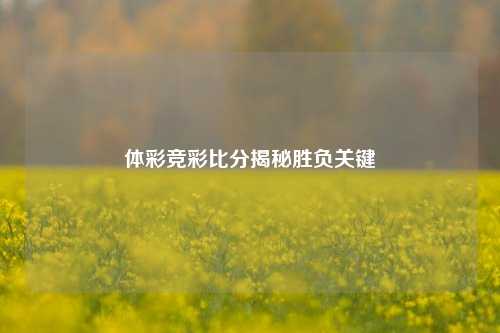 体彩竞彩比分揭秘胜负关键