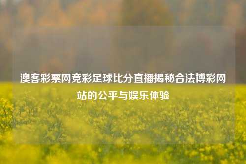 澳客彩票网竞彩足球比分直播揭秘合法博彩网站的公平与娱乐体验