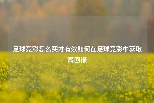 足球竞彩怎么买才有效如何在足球竞彩中获取高回报