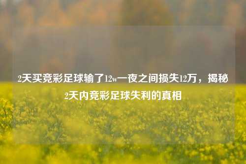 2天买竞彩足球输了12w一夜之间损失12万，揭秘2天内竞彩足球失利的真相