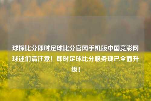 球探比分即时足球比分官网手机版中国竞彩网球迷们请注意！即时足球比分服务现已全面升级！