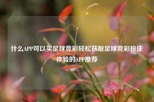 什么APP可以买足球竞彩轻松获取足球竞彩投注体验的APP推荐