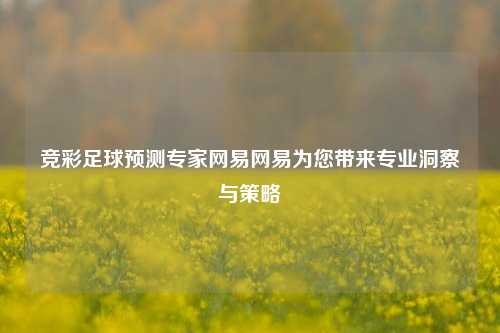 竞彩足球预测专家网易网易为您带来专业洞察与策略