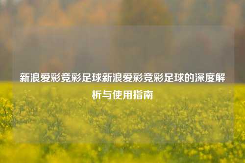 新浪爱彩竞彩足球新浪爱彩竞彩足球的深度解析与使用指南