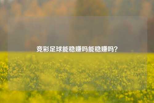 竞彩足球能稳赚吗能稳赚吗？