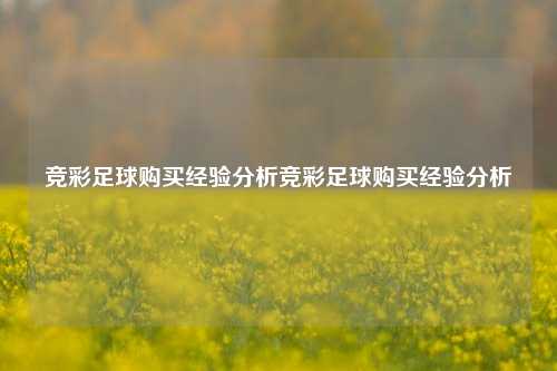 竞彩足球购买经验分析竞彩足球购买经验分析
