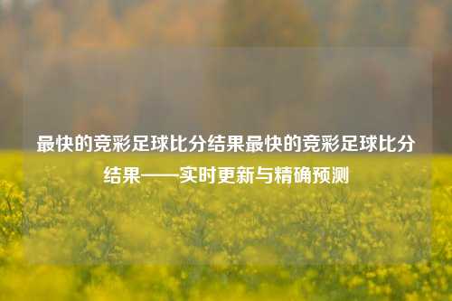 最快的竞彩足球比分结果最快的竞彩足球比分结果——实时更新与精确预测