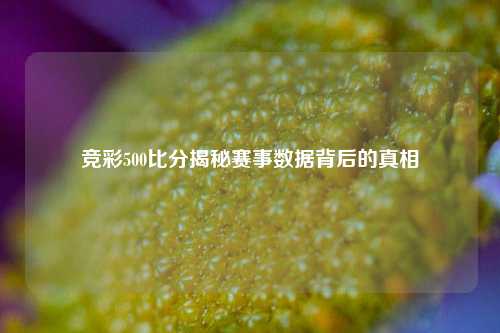 竞彩500比分揭秘赛事数据背后的真相