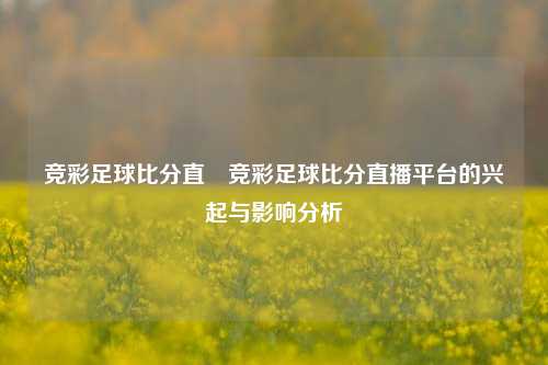 竞彩足球比分直墦竞彩足球比分直播平台的兴起与影响分析