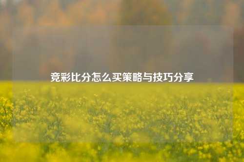 竞彩比分怎么买策略与技巧分享