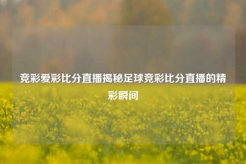竞彩爱彩比分直播揭秘足球竞彩比分直播的精彩瞬间