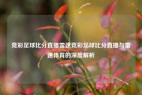 竞彩足球比分直播雷速竞彩足球比分直播与雷速体育的深度解析