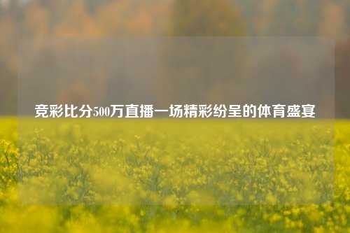 竞彩比分500万直播一场精彩纷呈的体育盛宴