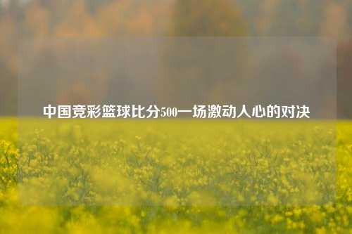 中国竞彩篮球比分500一场激动人心的对决