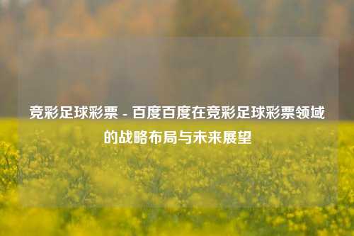 竞彩足球彩票 - 百度百度在竞彩足球彩票领域的战略布局与未来展望
