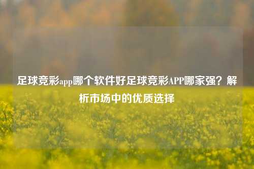 足球竞彩app哪个软件好足球竞彩APP哪家强？解析市场中的优质选择