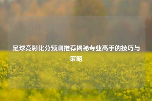 足球竞彩比分预测推荐揭秘专业高手的技巧与策略