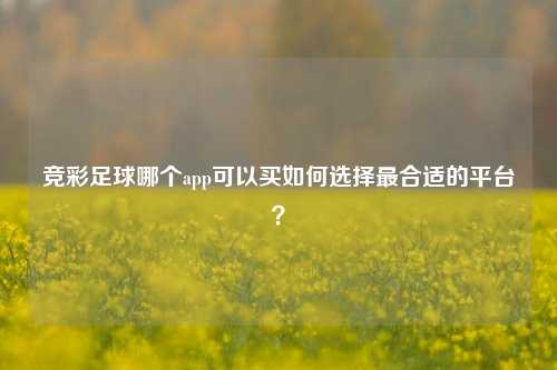竞彩足球哪个app可以买如何选择最合适的平台？