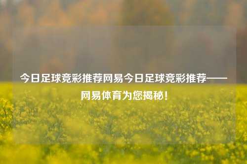 今日足球竞彩推荐网易今日足球竞彩推荐——网易体育为您揭秘！