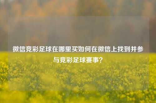 微信竞彩足球在哪里买如何在微信上找到并参与竞彩足球赛事？