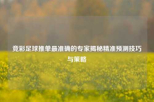 竞彩足球推单最准确的专家揭秘精准预测技巧与策略