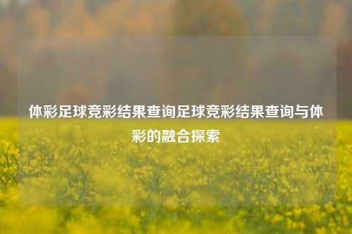 体彩足球竞彩结果查询足球竞彩结果查询与体彩的融合探索