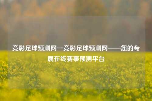 竞彩足球预测网一竞彩足球预测网——您的专属在线赛事预测平台