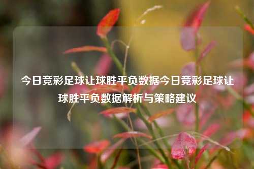 今日竞彩足球让球胜平负数据今日竞彩足球让球胜平负数据解析与策略建议