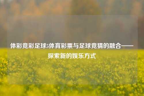 体彩竞彩足球5体育彩票与足球竞猜的融合——探索新的娱乐方式