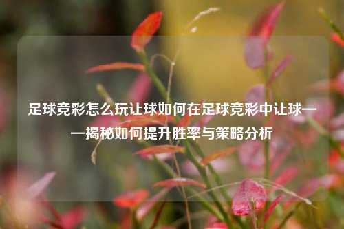足球竞彩怎么玩让球如何在足球竞彩中让球——揭秘如何提升胜率与策略分析