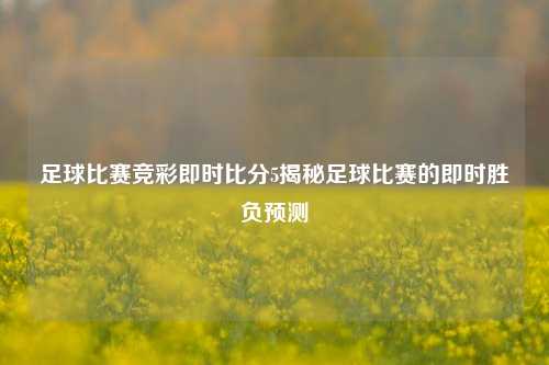 足球比赛竞彩即时比分5揭秘足球比赛的即时胜负预测
