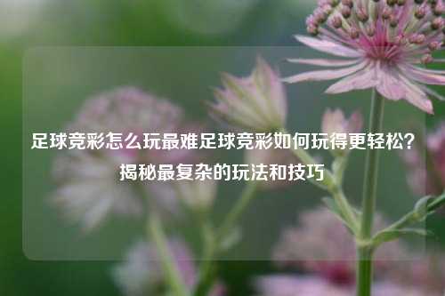 足球竞彩怎么玩最难足球竞彩如何玩得更轻松？揭秘最复杂的玩法和技巧