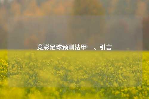 竞彩足球预测法甲一、引言