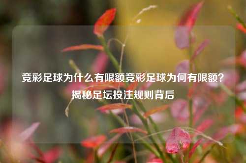竞彩足球为什么有限额竞彩足球为何有限额？揭秘足坛投注规则背后