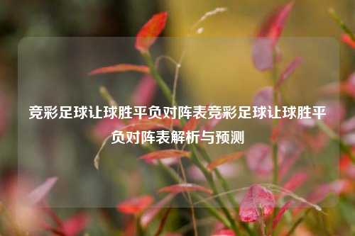竞彩足球让球胜平负对阵表竞彩足球让球胜平负对阵表解析与预测