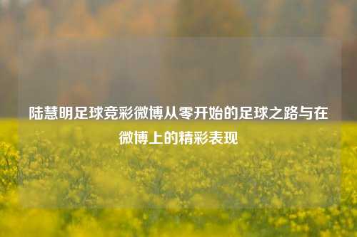 陆慧明足球竞彩微博从零开始的足球之路与在微博上的精彩表现