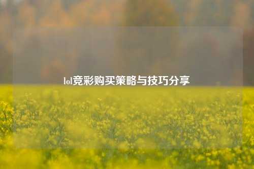 lol竞彩购买策略与技巧分享