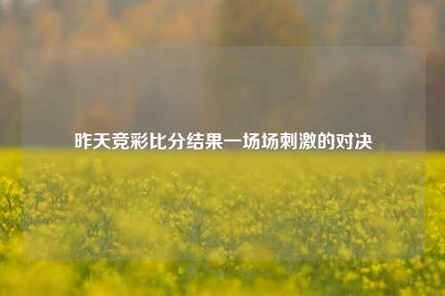 昨天竞彩比分结果一场场刺激的对决
