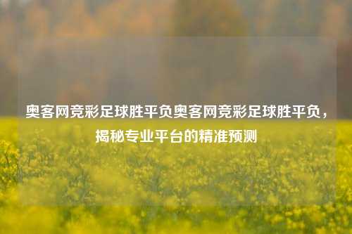 奥客网竞彩足球胜平负奥客网竞彩足球胜平负，揭秘专业平台的精准预测
