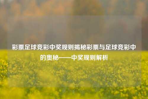 彩票足球竞彩中奖规则揭秘彩票与足球竞彩中的奥秘——中奖规则解析